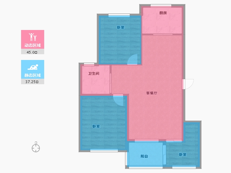 辽宁省-大连市-一方天鹅湖-74.00-户型库-动静分区