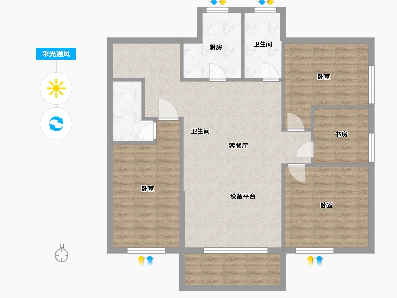 广东省-广州市-馨晴轩-104.00-户型库-采光通风