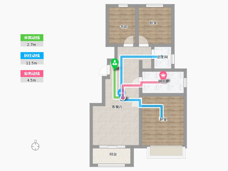 山东省-济南市-祥泰新河湾-66.36-户型库-动静线