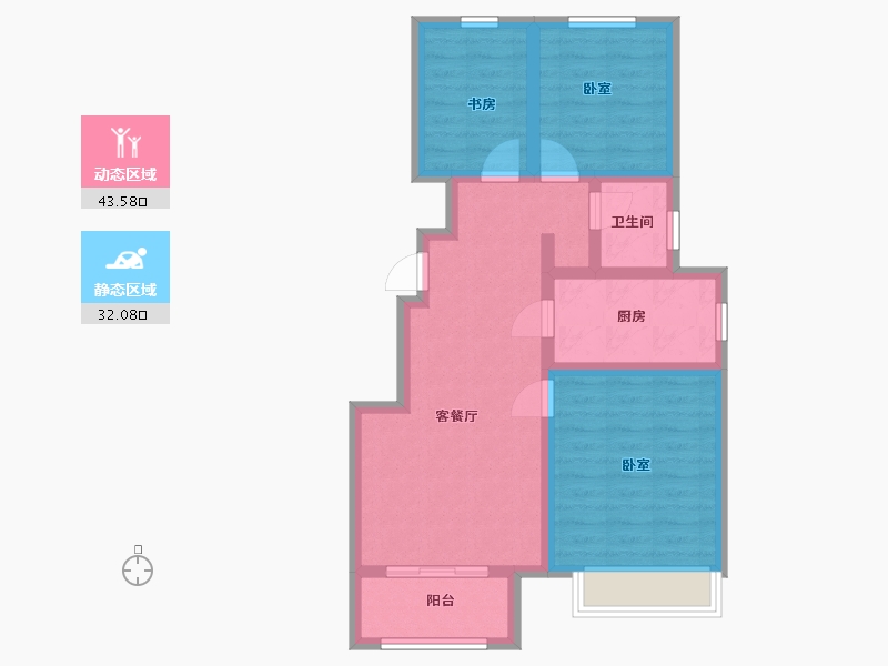 山东省-济南市-祥泰新河湾-66.36-户型库-动静分区