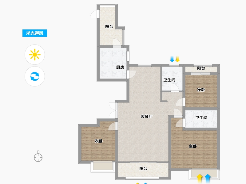 山东省-东营市-万达华府-111.20-户型库-采光通风