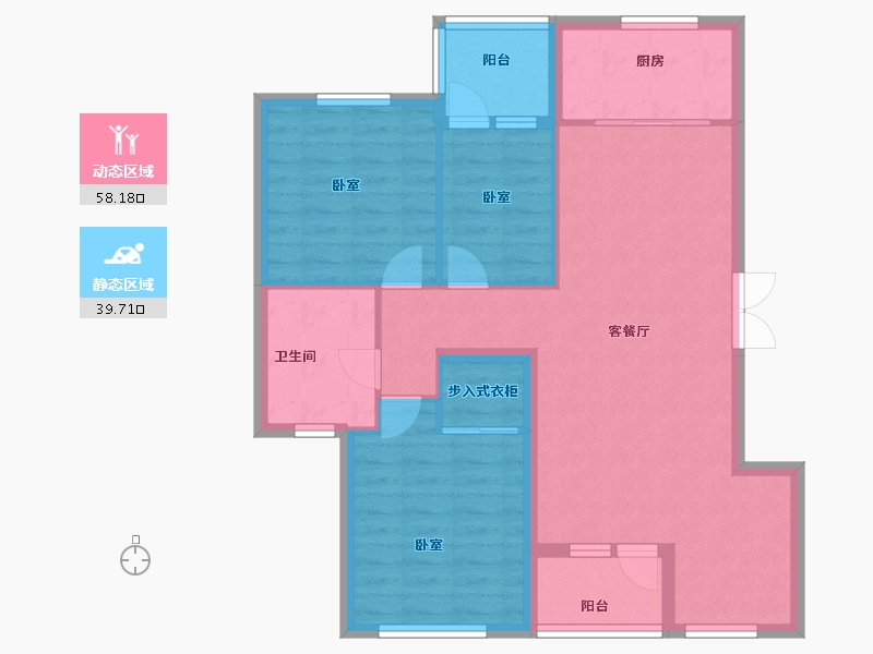 辽宁省-大连市-一方天鹅湖-88.00-户型库-动静分区