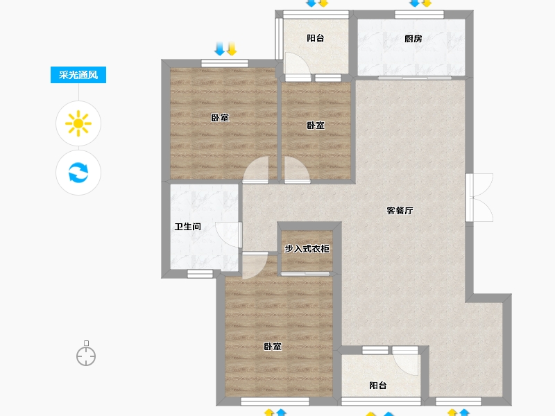 辽宁省-大连市-一方天鹅湖-88.00-户型库-采光通风