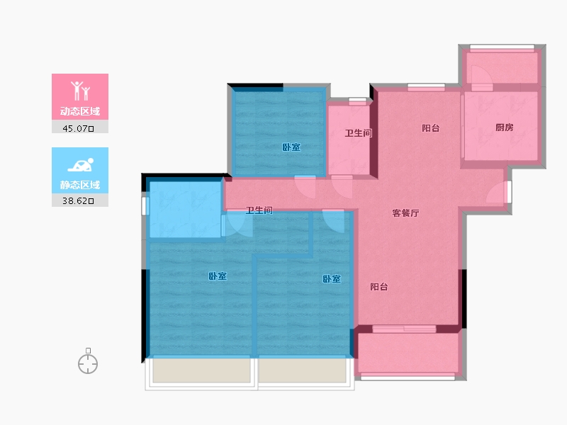 广东省-广州市-花语水岸-74.00-户型库-动静分区