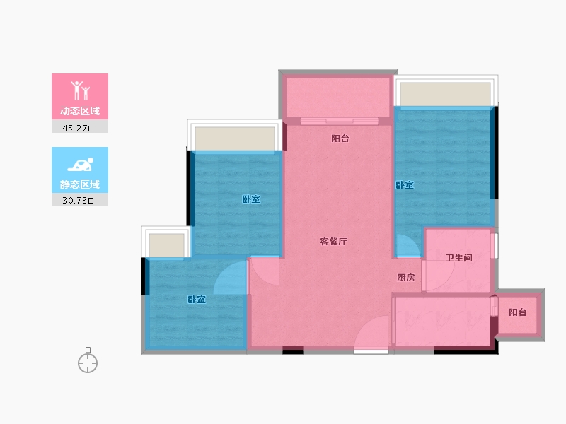 广东省-广州市-花语水岸-68.71-户型库-动静分区