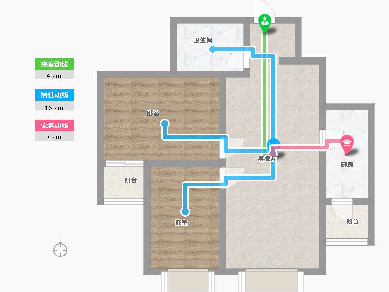 山东省-济南市-新世界阳光花园-65.40-户型库-动静线