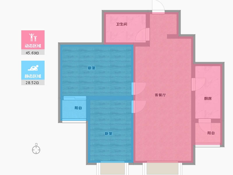 山东省-济南市-新世界阳光花园-65.40-户型库-动静分区