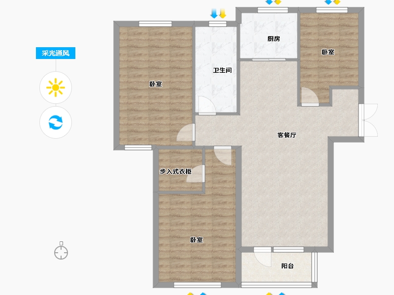 辽宁省-大连市-一方天鹅湖-102.12-户型库-采光通风