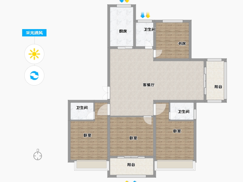 江苏省-盐城市-朗达壹号院-151.00-户型库-采光通风