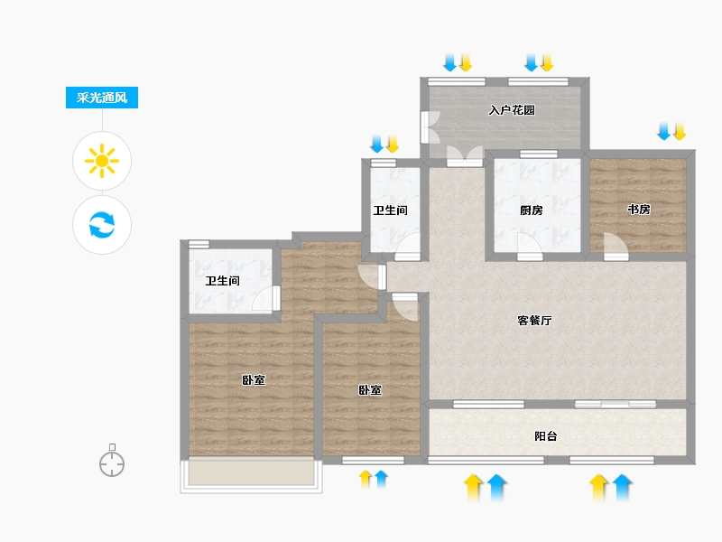 江苏省-南京市-大地伊丽雅特湾-115.33-户型库-采光通风