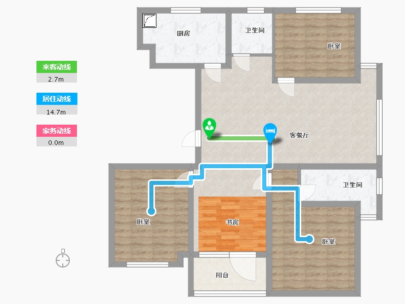 江苏省-扬州市-江都恒通帝景蓝湾-105.00-户型库-动静线