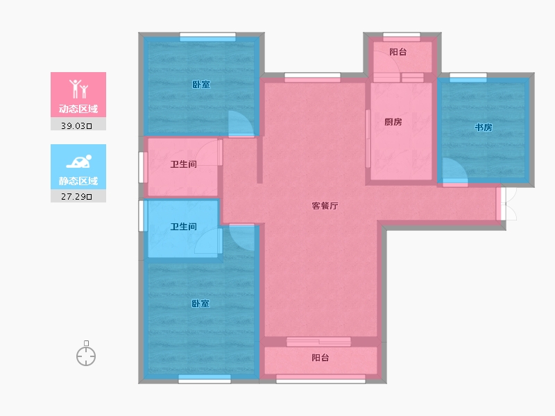 黑龙江省-哈尔滨市-哈东华府-57.86-户型库-动静分区