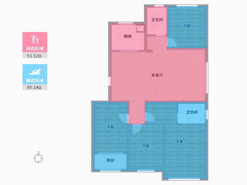 山东省-青岛市-平度市中杰时代公馆-104.22-户型库-动静分区