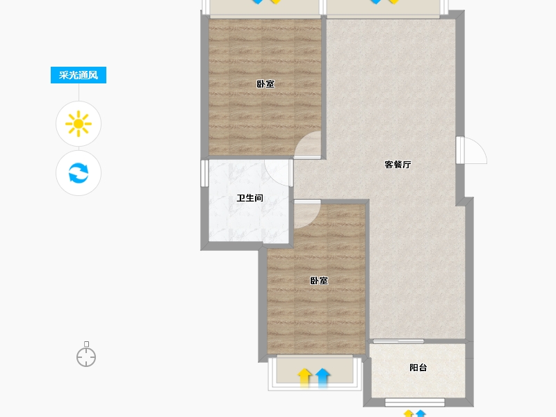 辽宁省-盘锦市-华发新城-69.03-户型库-采光通风