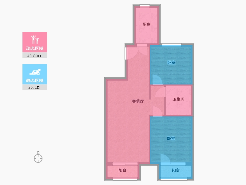 河北省-唐山市-橡树湾-61.87-户型库-动静分区