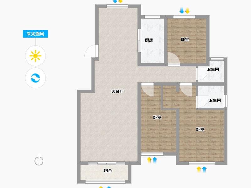 河北省-石家庄市-紫睿天和-111.87-户型库-采光通风