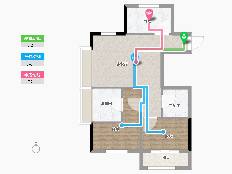 浙江省-杭州市-顺发恒园-70.01-户型库-动静线