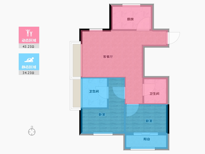 浙江省-杭州市-顺发恒园-70.01-户型库-动静分区