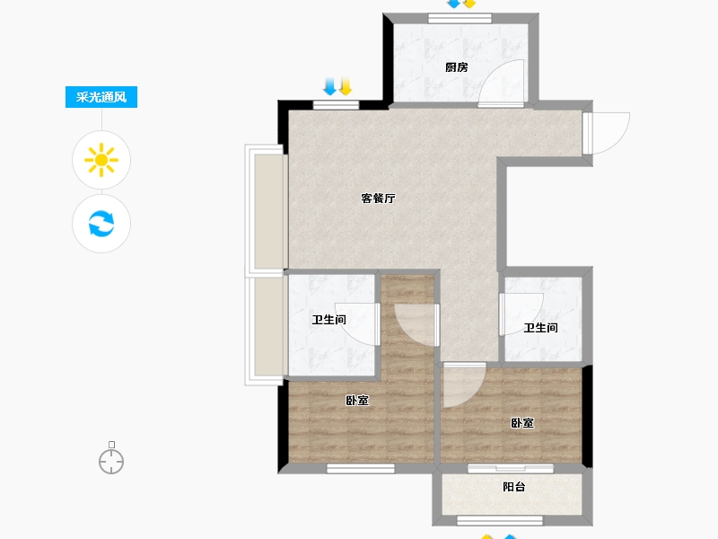 浙江省-杭州市-顺发恒园-70.01-户型库-采光通风