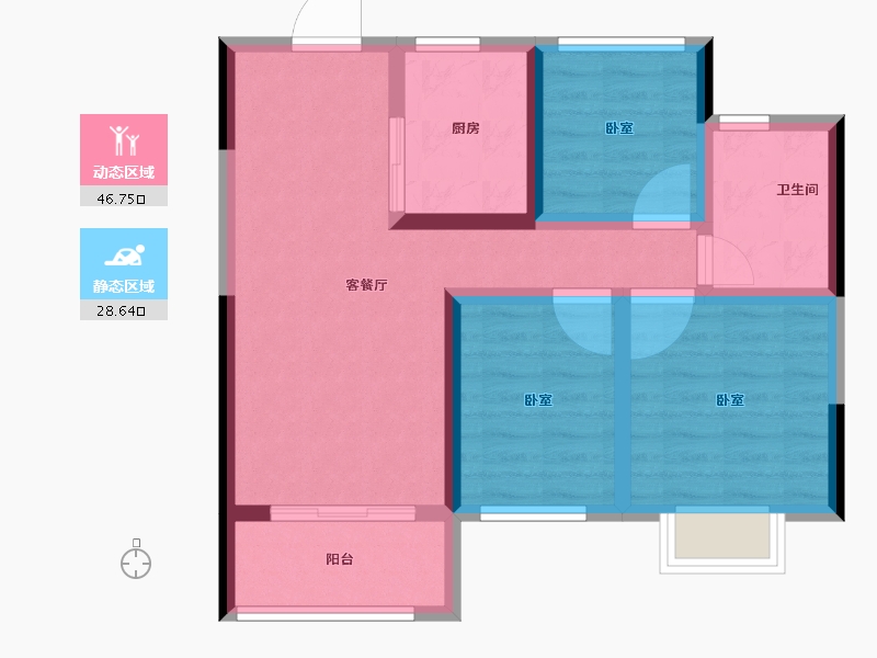 江苏省-苏州市-招商依云华苑-66.21-户型库-动静分区