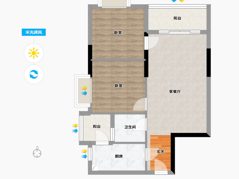 广东省-江门市-新会祥瑞大厦-61.66-户型库-采光通风