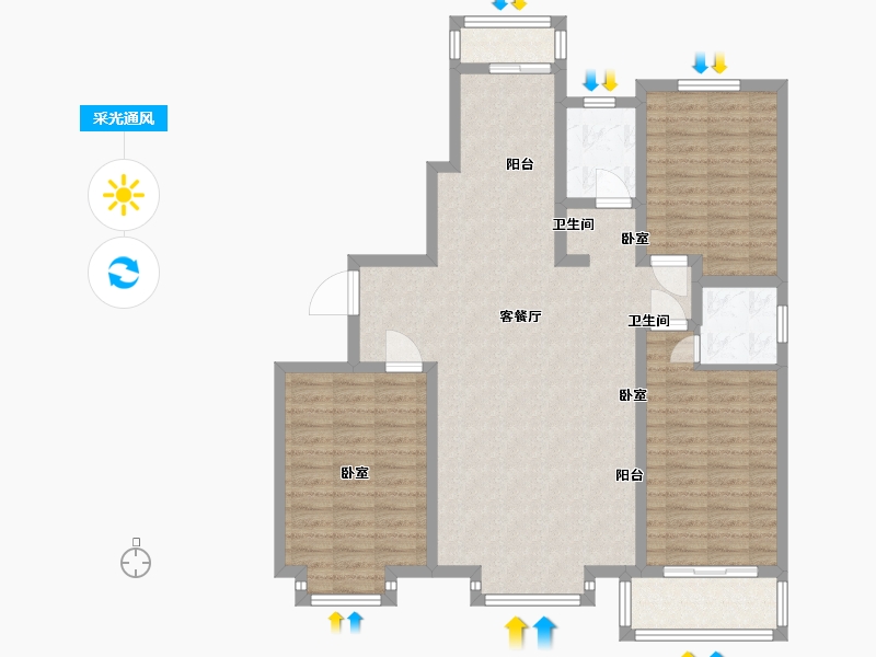 河北省-石家庄市-金桥天海湾-107.80-户型库-采光通风