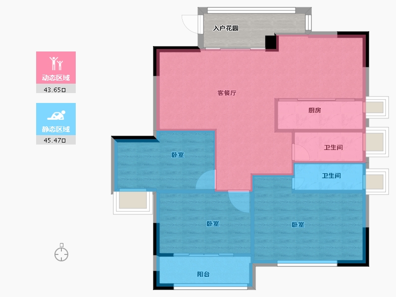 福建省-宁德市-中融中央公馆-87.00-户型库-动静分区