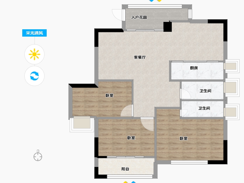 福建省-宁德市-中融中央公馆-87.00-户型库-采光通风