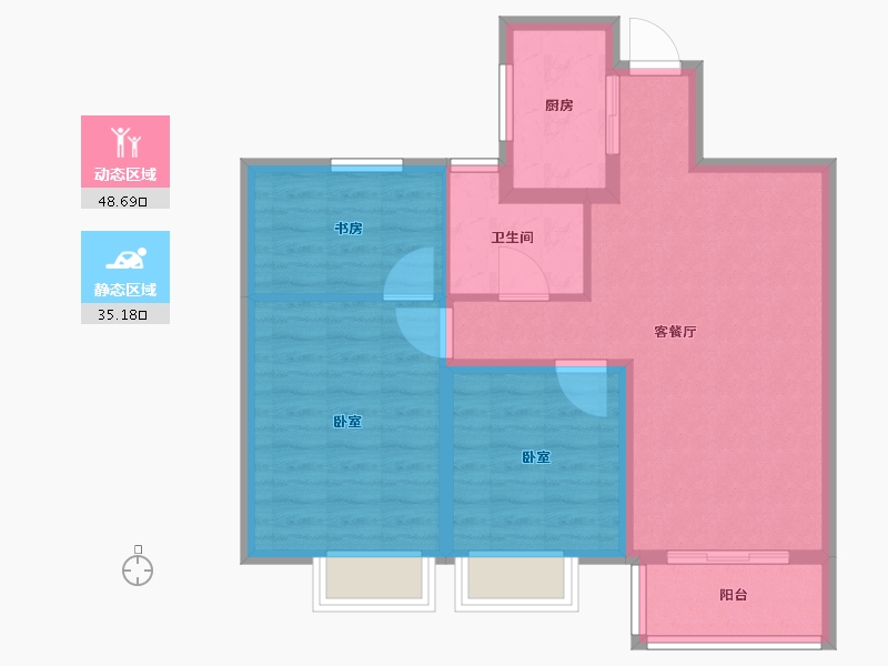 浙江省-宁波市-众安翡翠珑湾-75.00-户型库-动静分区