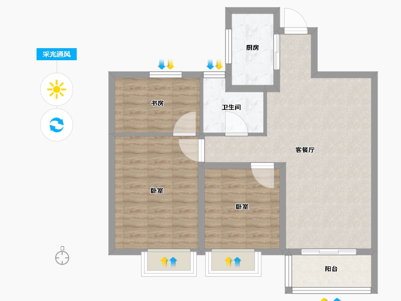 浙江省-宁波市-众安翡翠珑湾-75.00-户型库-采光通风