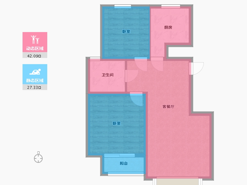 河北省-唐山市-东城绿庭-61.81-户型库-动静分区