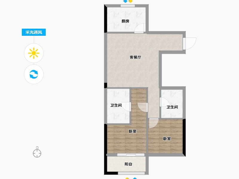 浙江省-杭州市-顺发恒园-69.00-户型库-采光通风