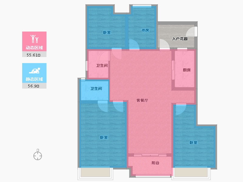 江苏省-扬州市-中海九玺-106.00-户型库-动静分区