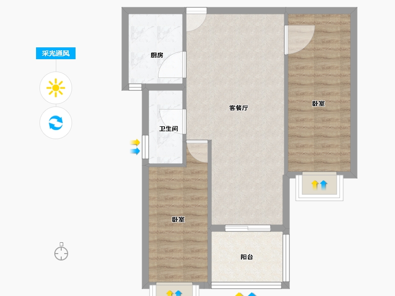 河北省-石家庄市-承翰世家-63.70-户型库-采光通风