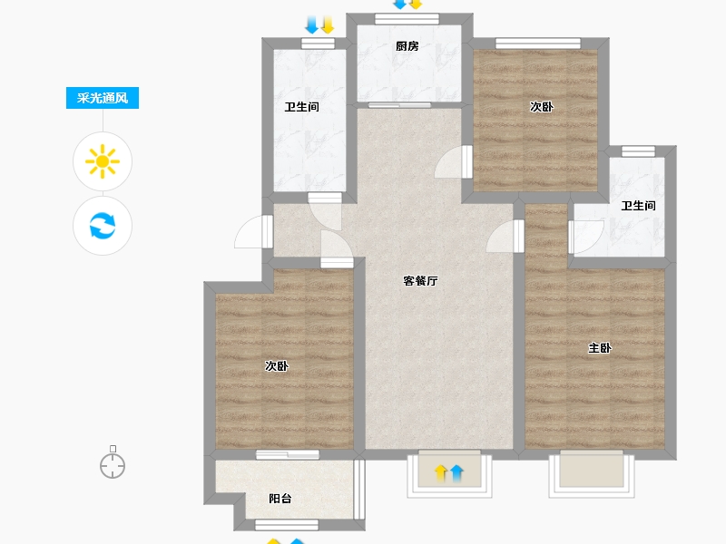 山东省-青岛市-环球世家-78.32-户型库-采光通风