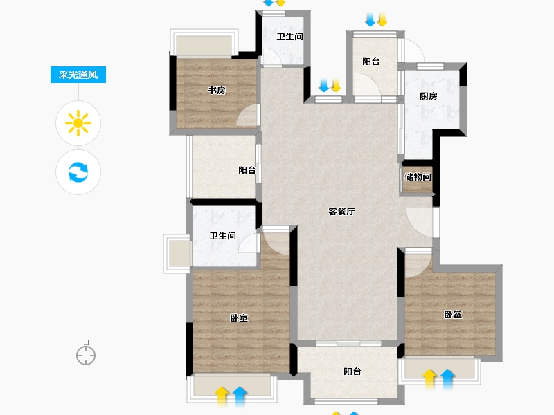 江苏省-南京市-保利梧桐语-111.01-户型库-采光通风