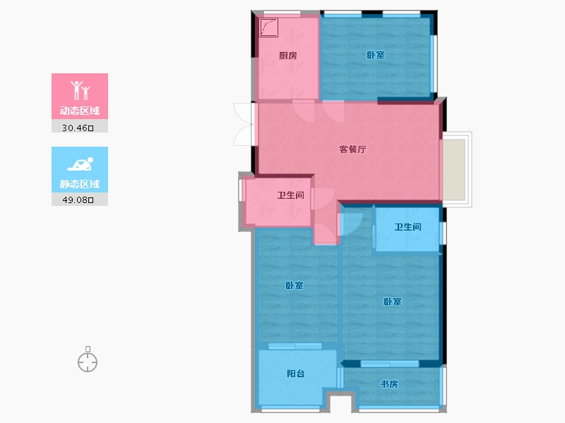 浙江省-绍兴市-万邦名邸-70.58-户型库-动静分区