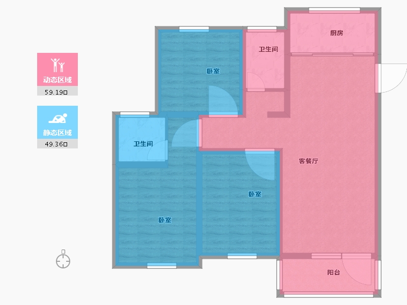 江苏省-扬州市-江都恒通帝景蓝湾-97.00-户型库-动静分区