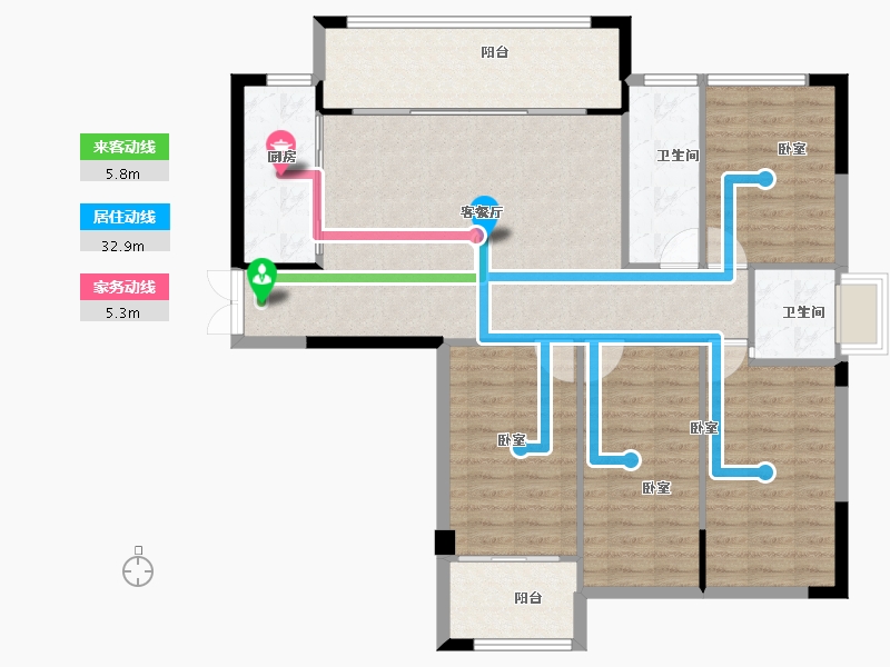 福建省-宁德市-中融中央公馆-111.01-户型库-动静线