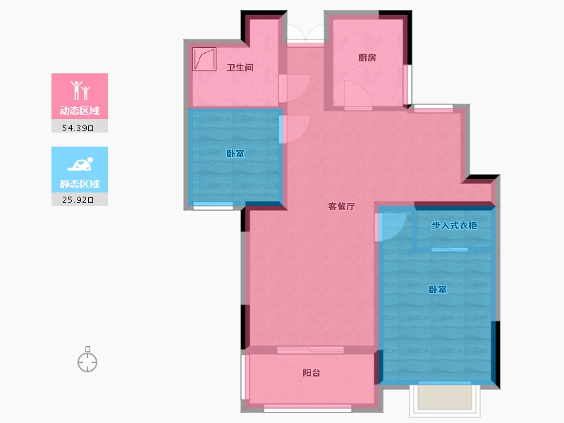 浙江省-绍兴市-万邦名邸-70.68-户型库-动静分区