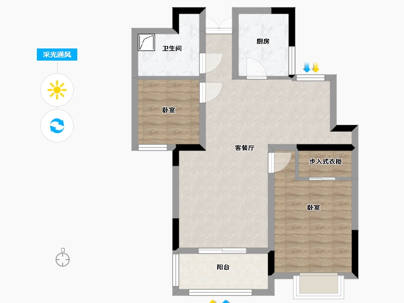 浙江省-绍兴市-万邦名邸-70.68-户型库-采光通风