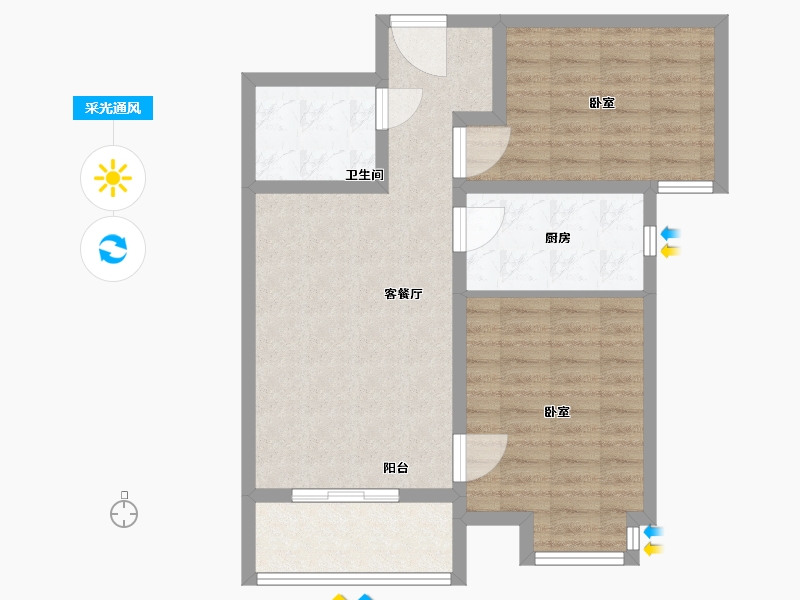 河北省-石家庄市-朝阳华府-73.57-户型库-采光通风