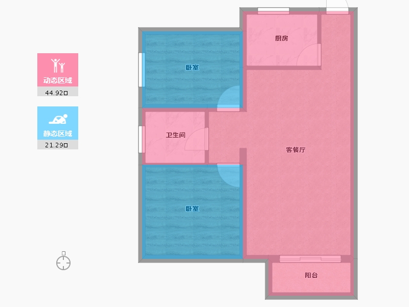 河北省-唐山市-东城绿庭-59.14-户型库-动静分区