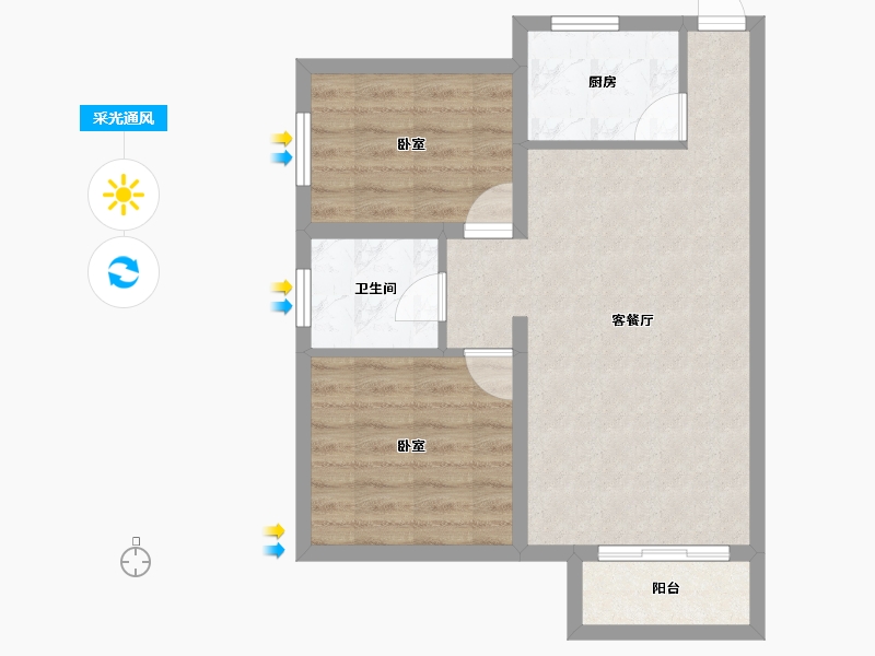 河北省-唐山市-东城绿庭-59.14-户型库-采光通风