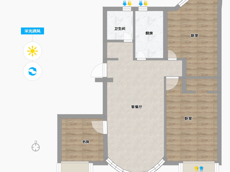 浙江省-金华市-德凯凯悦公寓-63.99-户型库-采光通风