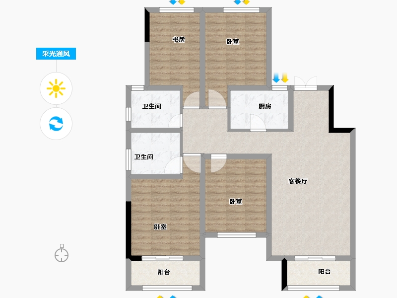 江苏省-南京市-大地伊丽雅特湾-112.92-户型库-采光通风