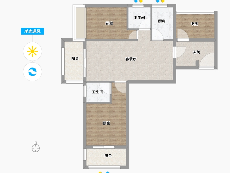 安徽省-池州市-同晖 · 香江华庭-77.96-户型库-采光通风