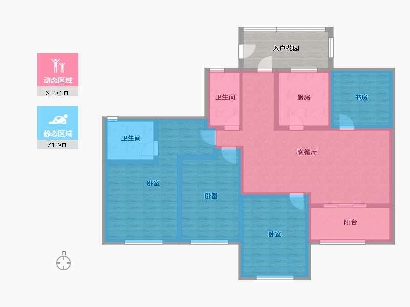 江苏省-南京市-大地伊丽雅特湾-128.49-户型库-动静分区