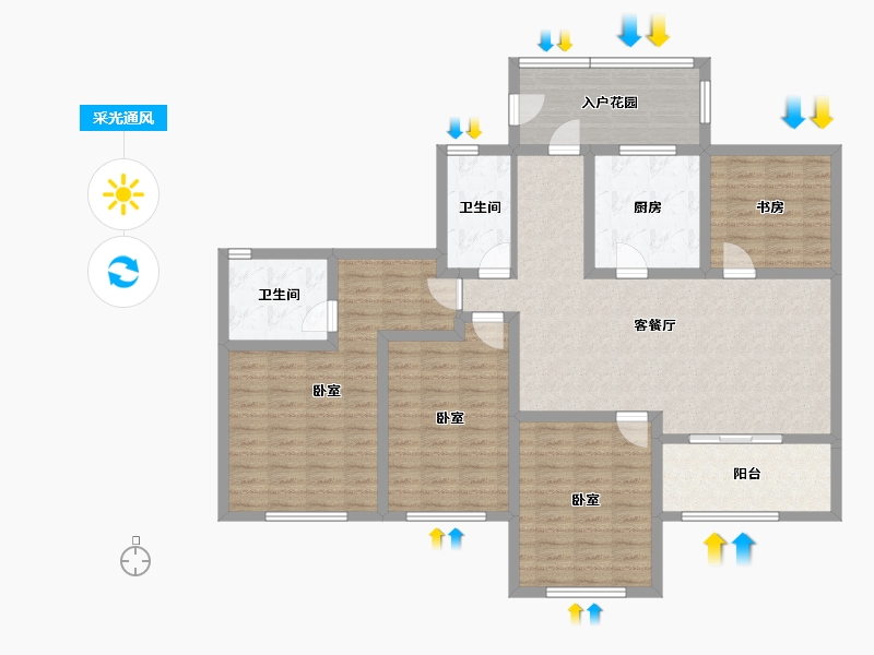 江苏省-南京市-大地伊丽雅特湾-128.49-户型库-采光通风