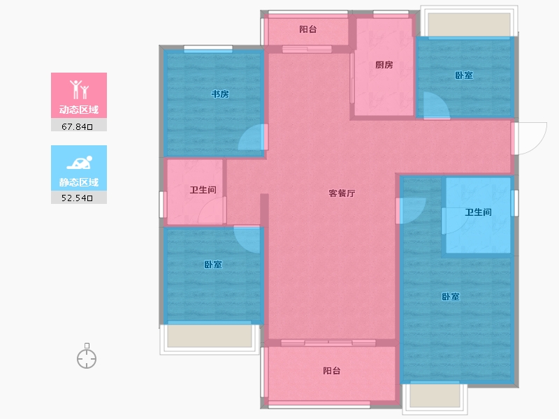 浙江省-宁波市-交通紫园-109.00-户型库-动静分区